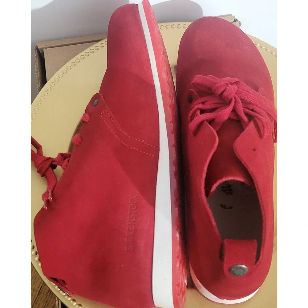Birkenstock‎ Dundee Red Suede Lace Up Chukka Ankle Boots Womens E41